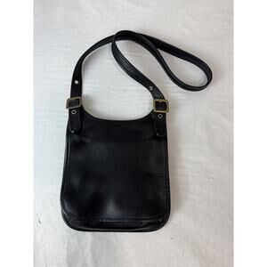 Genuine Leather Full Thickness Purse Black Cross Body Baguette Saddle Bag
